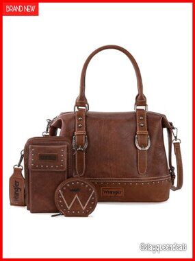 3Pc Doctor Bag Set Top-Handle Satchel with Phone Bag & Coin Purse